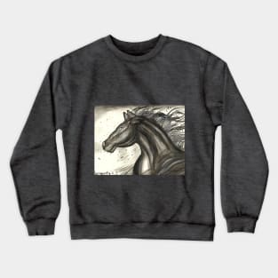 horse ink scribbles monochrome ink painting Crewneck Sweatshirt